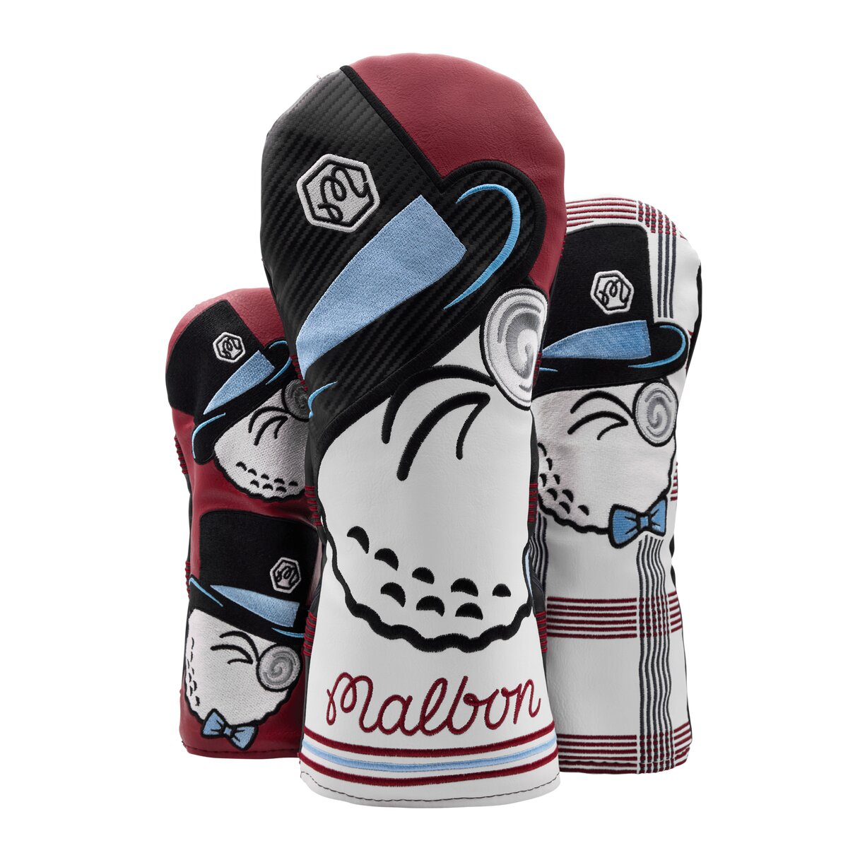 Malbon x Bettinardi Gangster Buckets Maroon & White Plaid — 