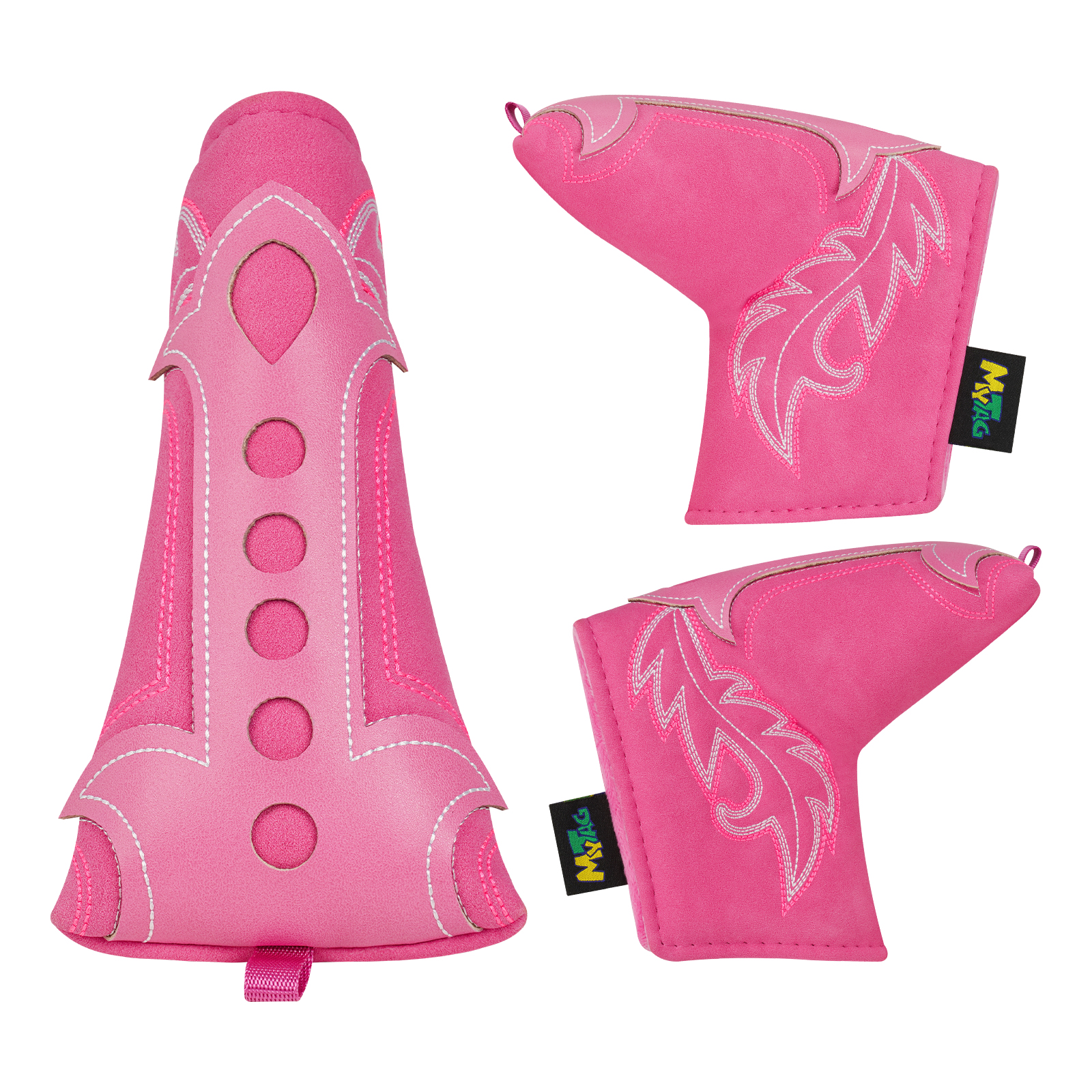 Craftsman Golf Cowboy Boots Hollow Embroidered — Pink