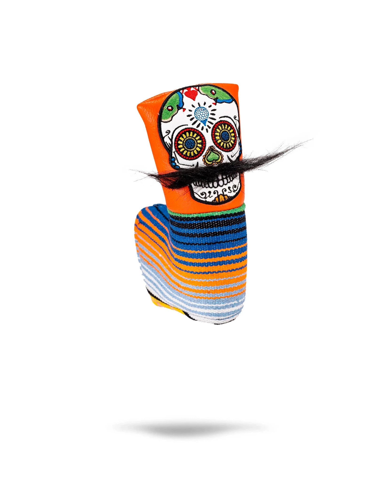 Pins and Aces Mustache Sugar Skull — Orange