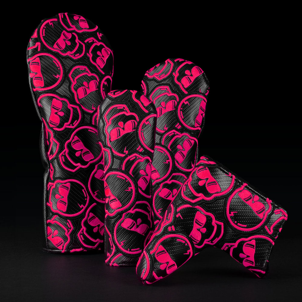 Swag Golf Carbon Fiber & Neon Pink Stacked Skulls