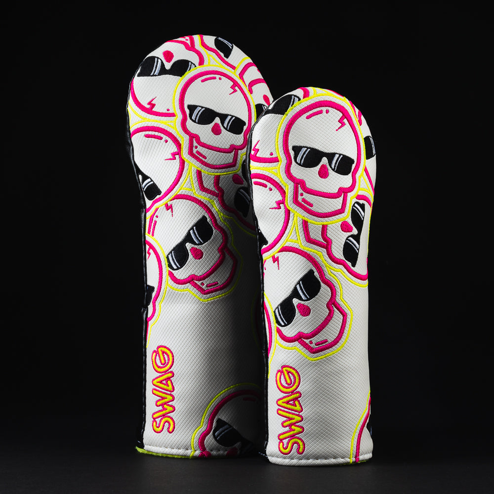 Neon Yellow & Pink Falling Skulls — 