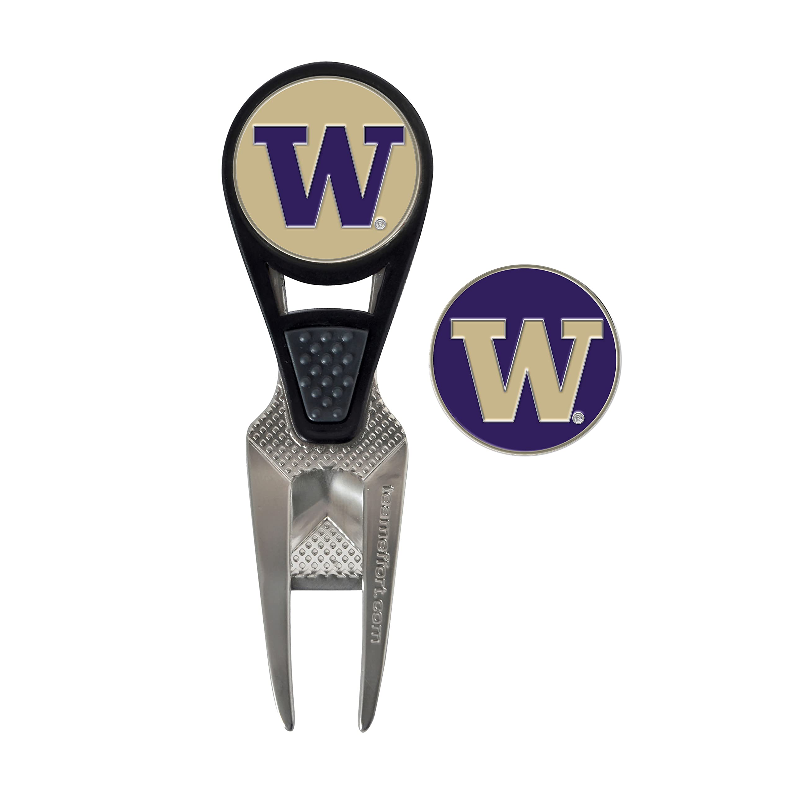 Team Effort Washington Huskies CVX Ball Mark Repair Tool & 2 Ball Markers