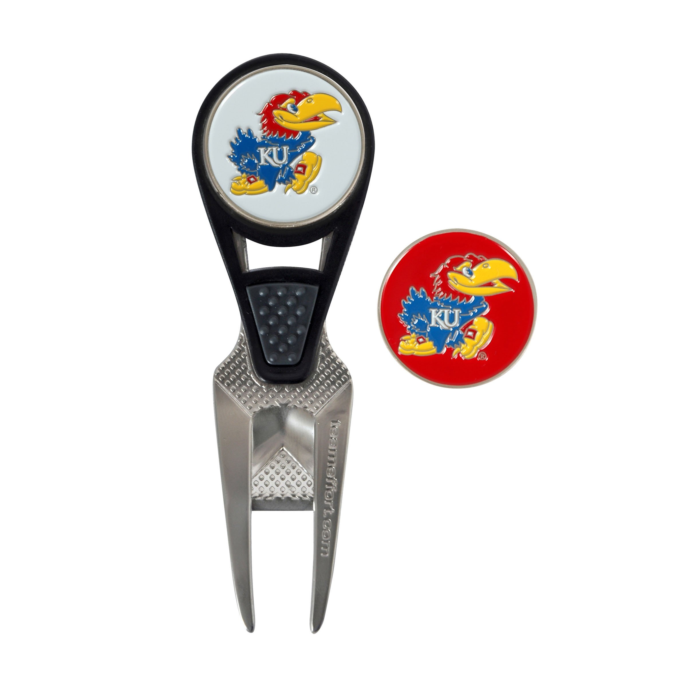 Team Effort Kansas Jayhawks CVX Ball Mark Repair Tool & 2 Ball Markers