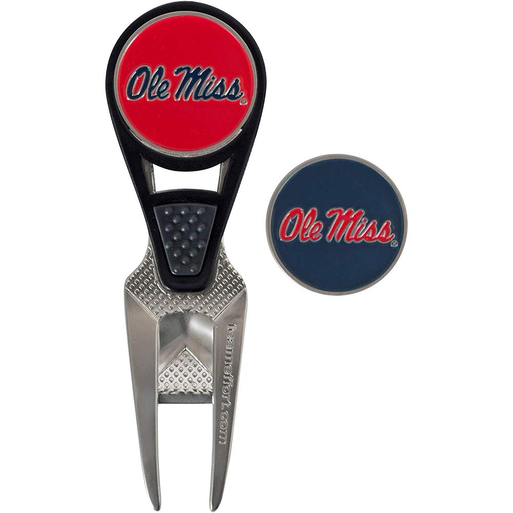 Team Effort Mississippi Rebels CVX Ball Mark Repair Tool & 2 Ball Markers