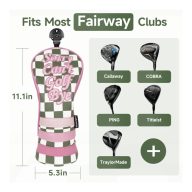 Craftsman Golf Plaid with Pink Patch Accent Diver — Green, view 8 of 10