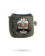 Pins and Aces Mustache Sugar Skull — Green Camo, view 2 of 10