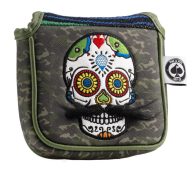 Pins and Aces Mustache Sugar Skull — Green Camo, view 4 of 10