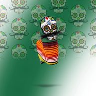 Pins and Aces Mustache Sugar Skull — Green, view 12 of 12