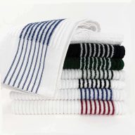 Sunfish Premium Caddy Towel — White with red stripes, view 1 of 9